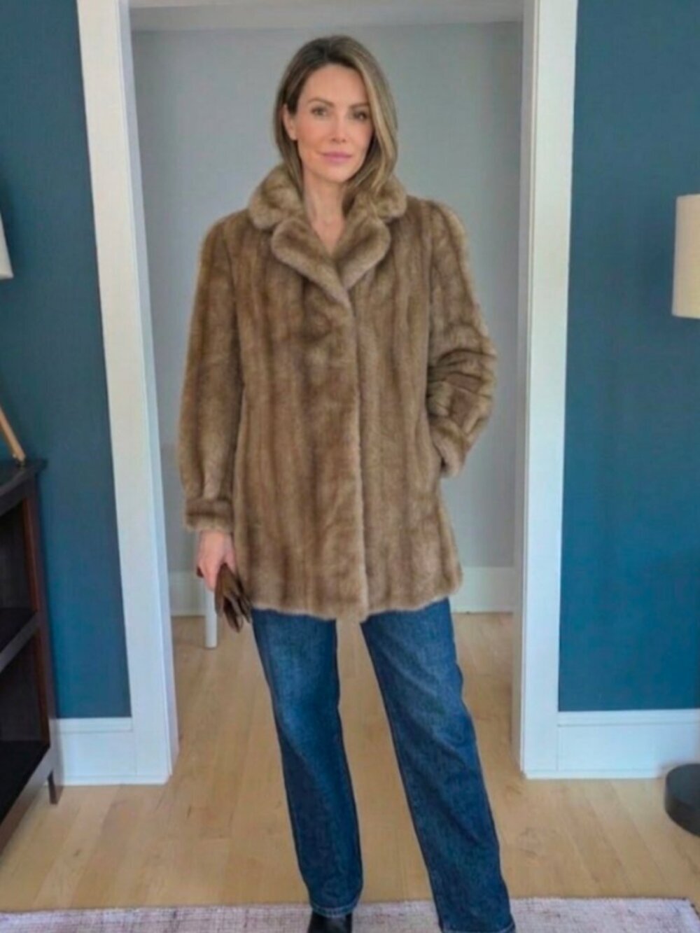 Vintage Dubrowsky Perlbinder Tissavel Faux Fur Jacket Size 6/8 Honey Blonde